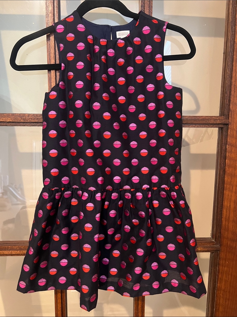Gymboree Navy Dress with Pink & Red Sparkle Dot Print